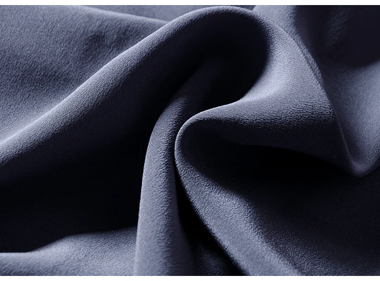 Женское платье с поясом 100% Настоящее шелковое креп темно синее простое длинное