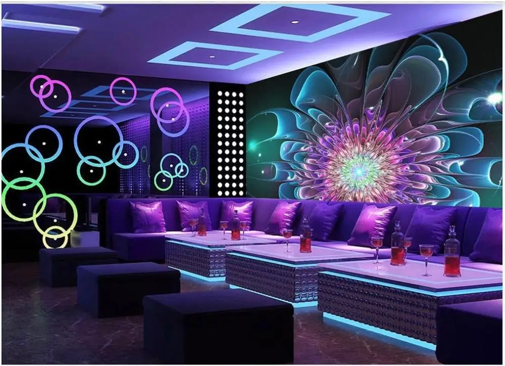 

Custom photo Wallpaper 3d murals wallpapers Colorful nightclub flower mural bar KTV decoration background wall papers