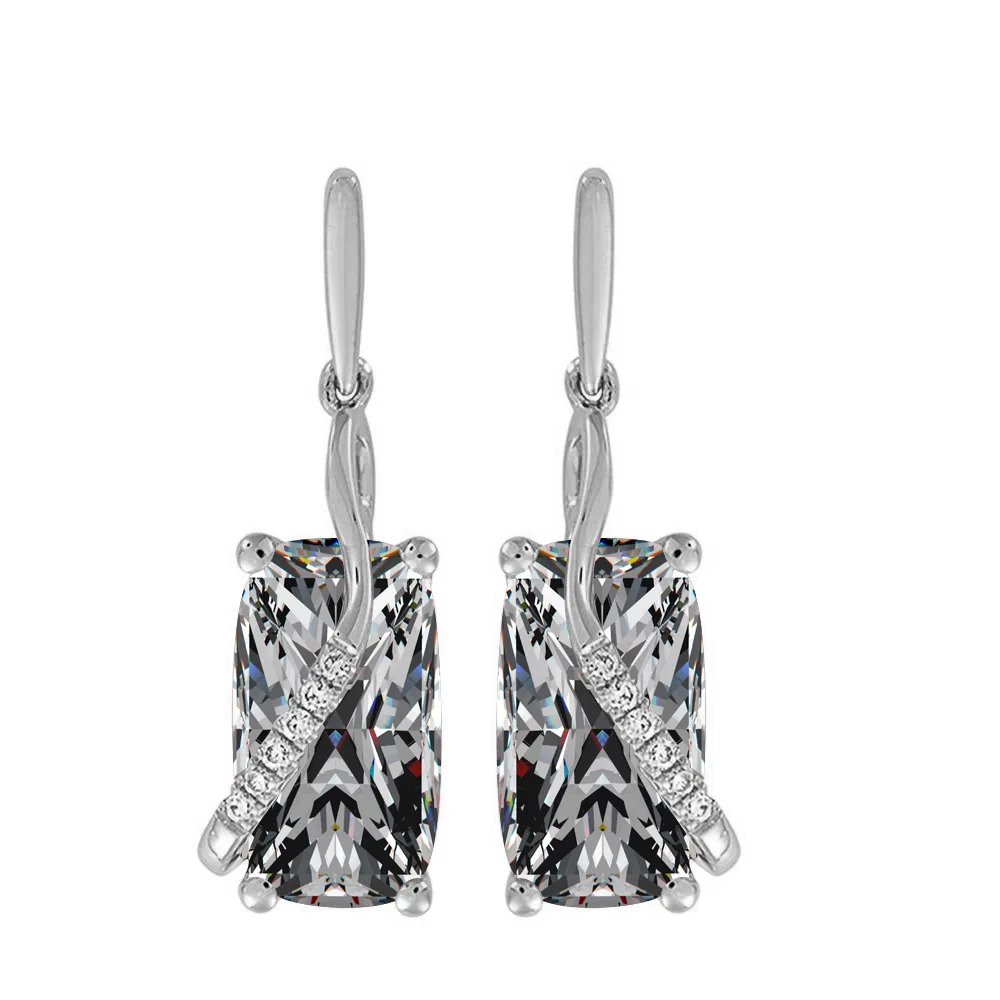 

New fashion chamfer princess square seven color jewelry ladies engagement party earrings