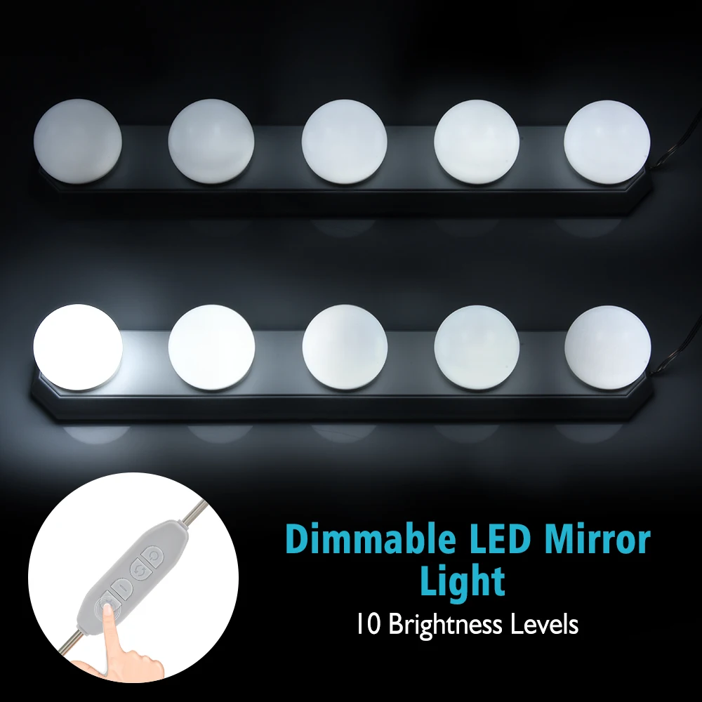 

5LED Makeup Mirror Vanity LED Light Bulbs lamp Kit 3 Levels Brightness Adjustable Lighted Make up Mirrors Cosmetic lights