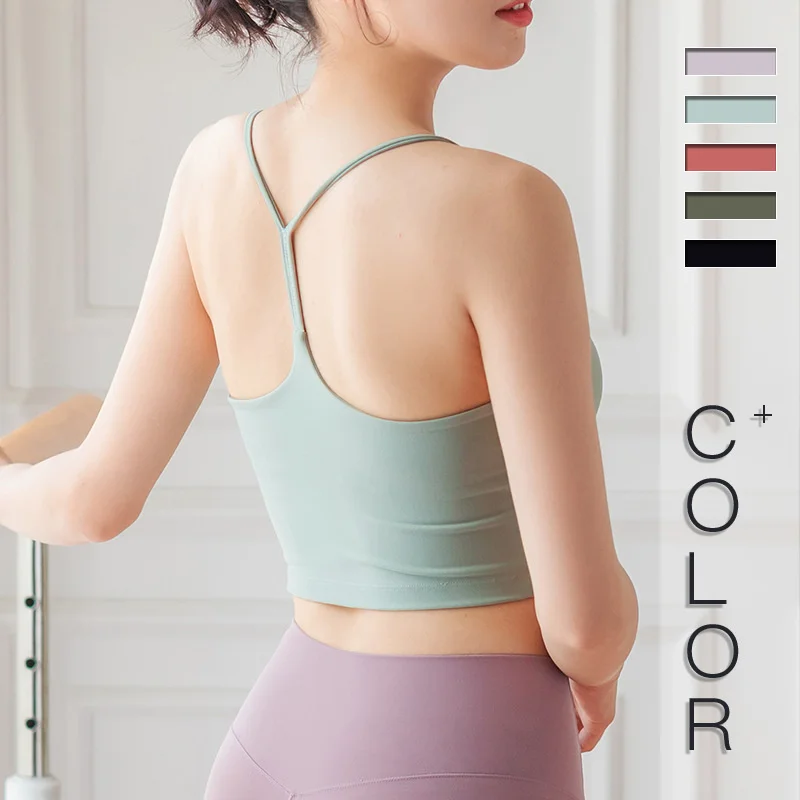 

2021 New Women Sport Tops For Gym High Elastic Running Workout Fitness Clothes Sleeveless Sport Wear Female Padded Yoga Tank Top