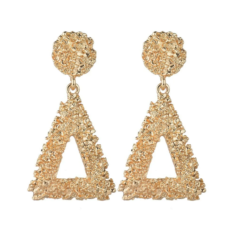 

Exaggerated Alloy Geometric Earrings Retro Simple Metal Pattern Oval Earrings European And American Fashion Ladies Jewelry
