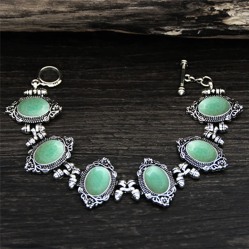 Винтажный Овальный цветочный кварцевый аметистовый браслет для женщин античное