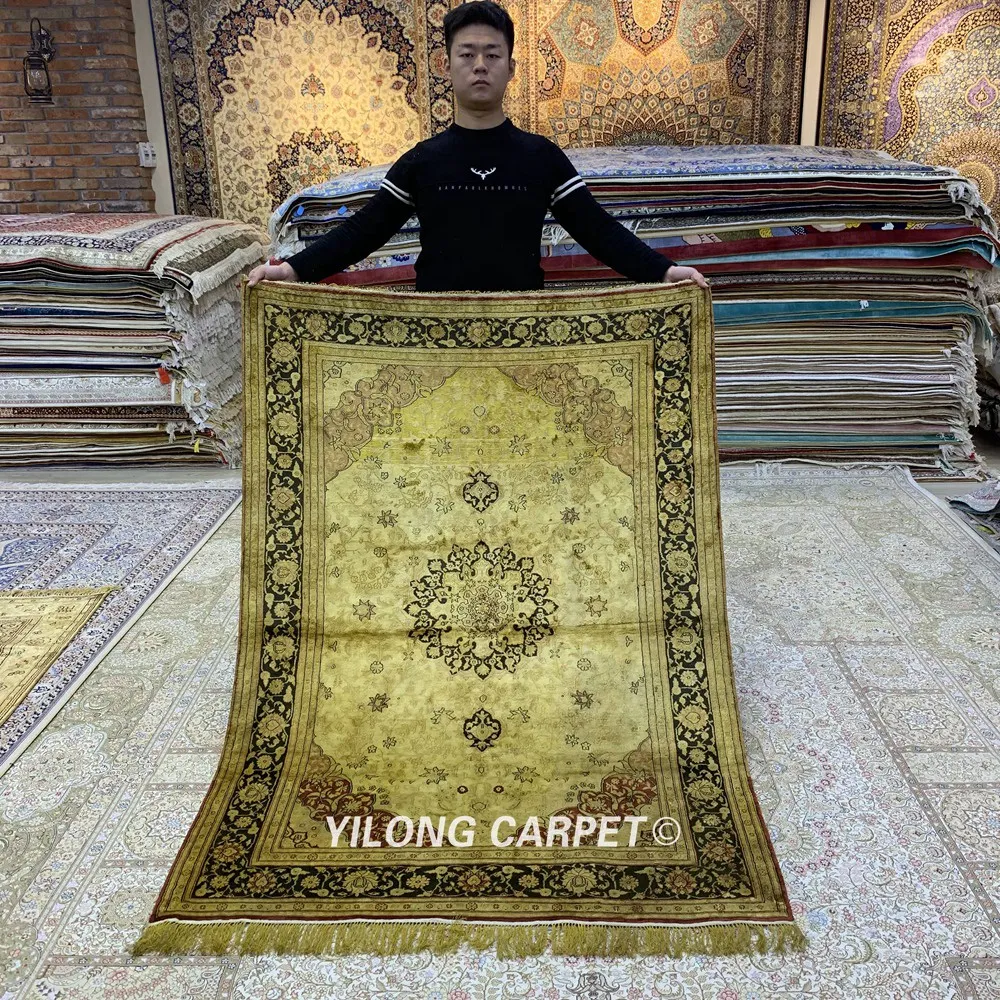 

YILONG 4'x6' Turkish silk carpet traditional vantage antique persian rugs guide (LH1009B)