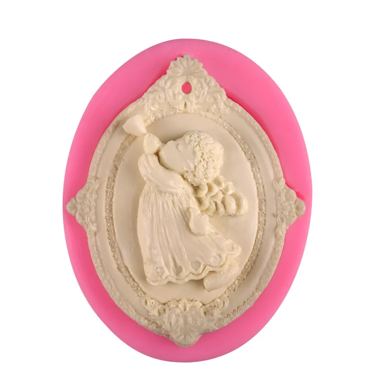 

Angel Shaped Fondant Silicone Mold with Trumpet, Perforated Frame, Photo Frame Mold, Pendant, Accessory Mold