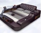 Современная Минималистичная кожаная Свадебная мягкая Массажная кровать для