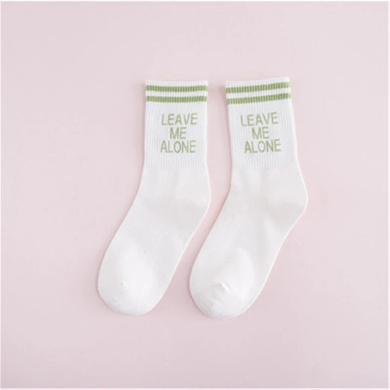 Green Leave Me Alone Дропшиппинг, мужские забавные носки, Харадзюку, юморное напечатанное слово, носки, летние, креативные, хип-хоп, Уличный Скейтборд, унисекс - Цвет: Green Leave Me Alone