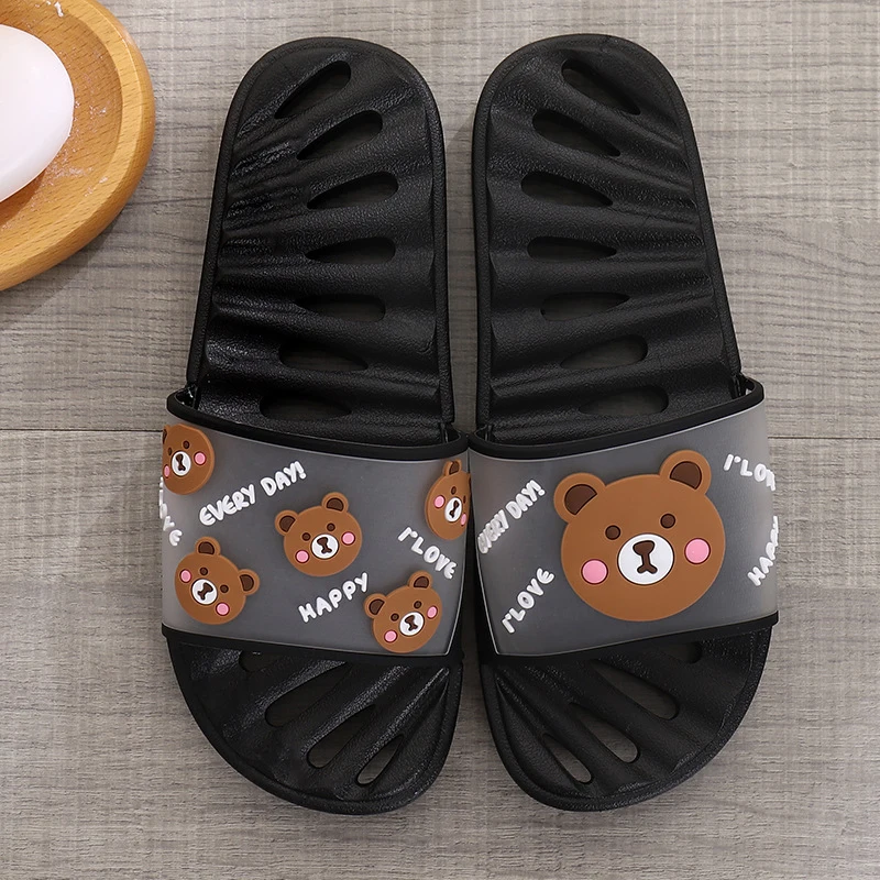 Women's Slippers Hollow Lovely Cartoon Slides Women Fashion Female Summer Slippers PVC Massage Bathing Slippers