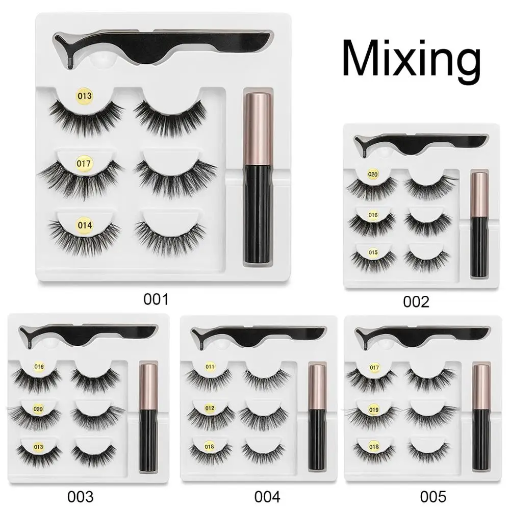 3 пары набор магнитных ресниц подводка для глаз пинцет водонепроницаемый