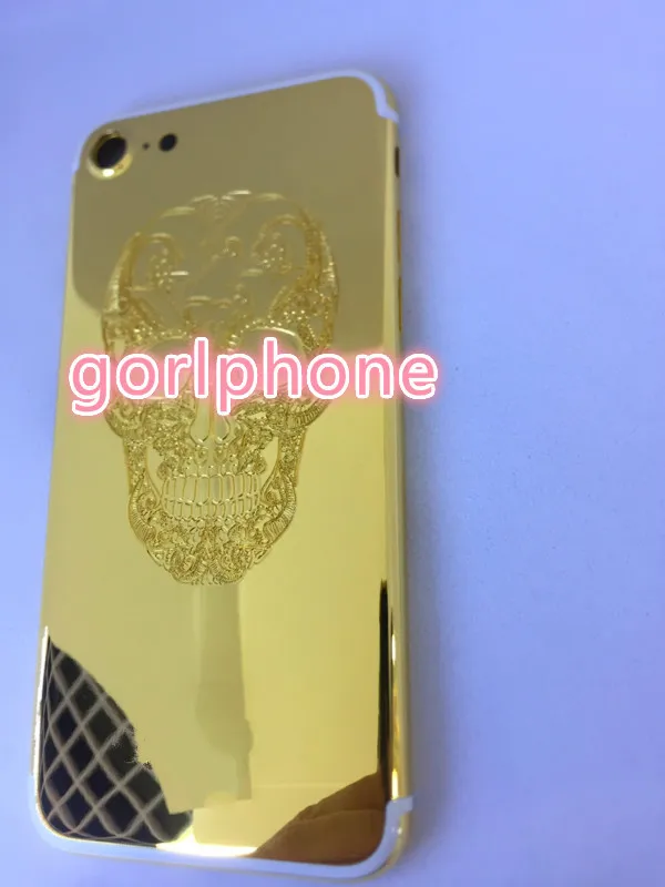 Новый качественный сменный роскошный корпус корпуса для телефона 7 задняя крышка 24k зеркальный золотой