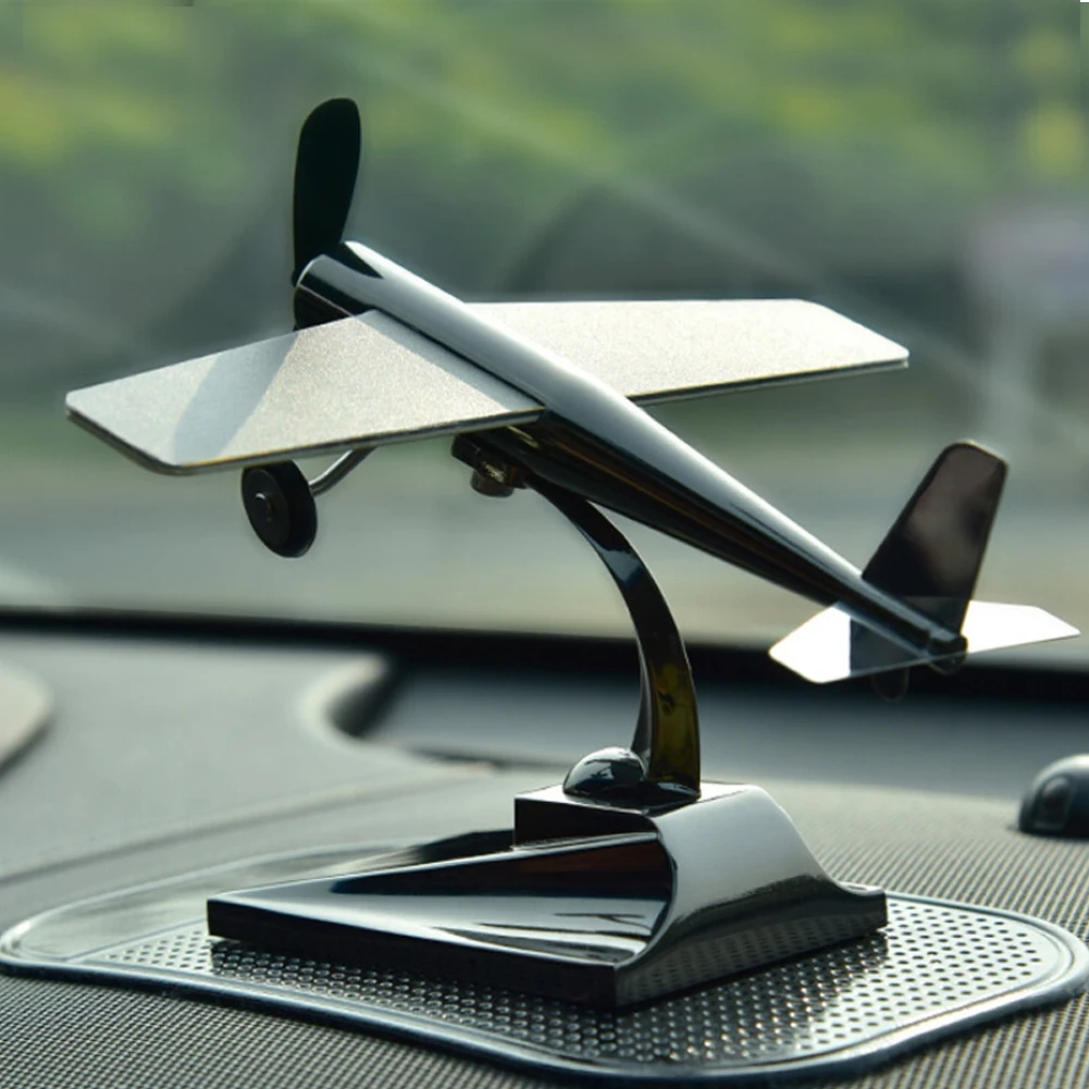 

Solar Energy Aircraft Model Styling Rotating Low Noise Non Slip Gifts Dashboard Decoration Self Adhesive Zinc Alloy Car Ornament