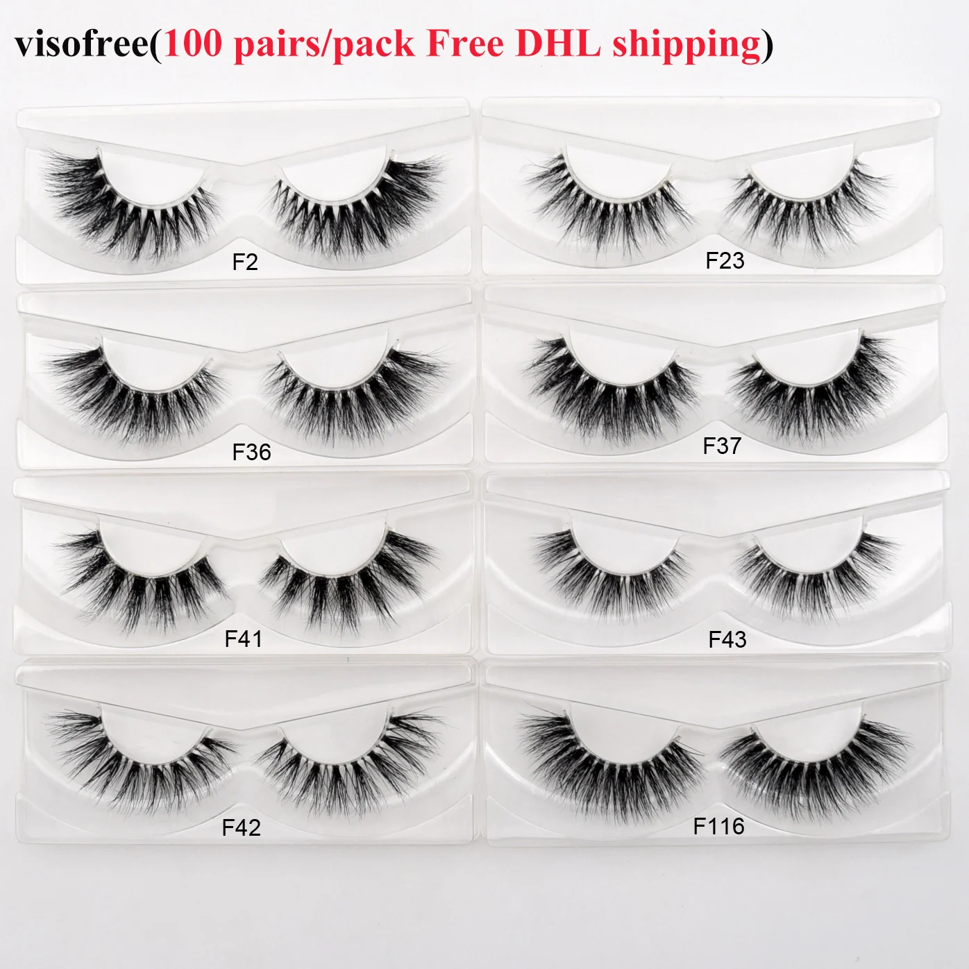 100 пар/упак. Visofree норковые ресницы невидимые накладные натуральный прозрачный