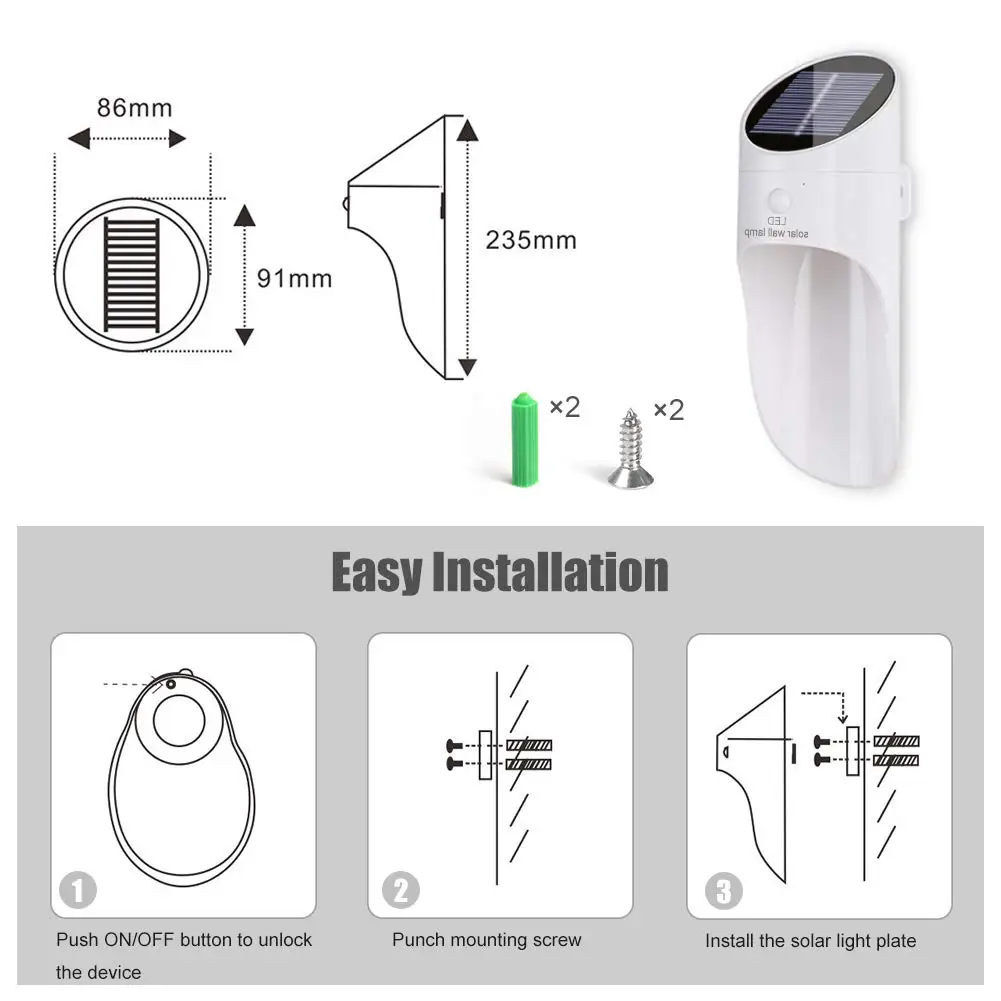 Солнечный светодиодный светильник IP65 Водонепроницаемый солнечный свч датчик