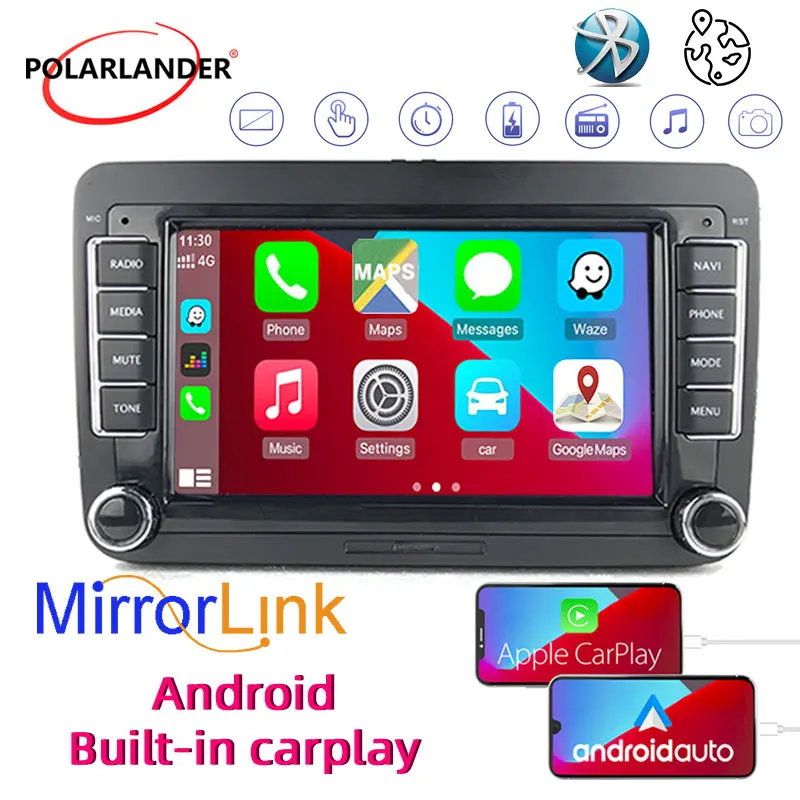 

Автомагнитола 2Din MP5 плеер WIFI встроенный Carplay GPS навигация Android Bluetooth 7 дюймов для Bora Golf VW Polo Passat B6 B7 Touran