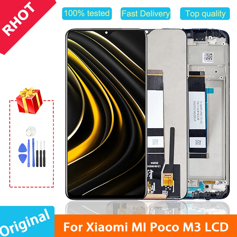 

Original 6.53'' IPS Display With frame for Xiaomi Poco M3 LCD Touch Screen Digitizer Assembly For XIAOMI Pocophone M3 M2010J19CG