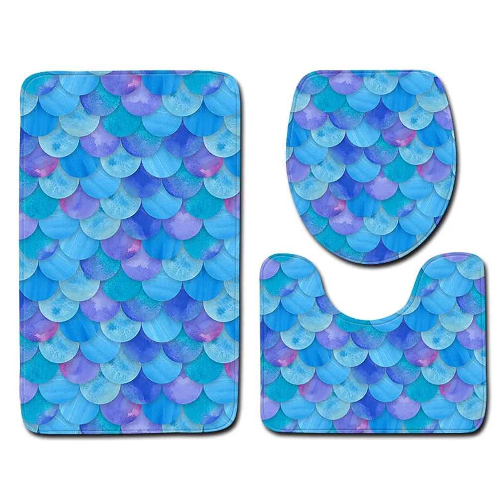 3 шт. Нескользящие рыбья чешуя коврик для ванной комнаты кухонный ковер коврики