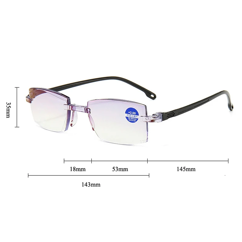 iboode Men Women Reading Glasses Anti Blue Light Rimless Far Sighted Presbyopic Eyewear Diopter Goggles +1.0 1.5 2.0 2.5 3.0 3.5 |