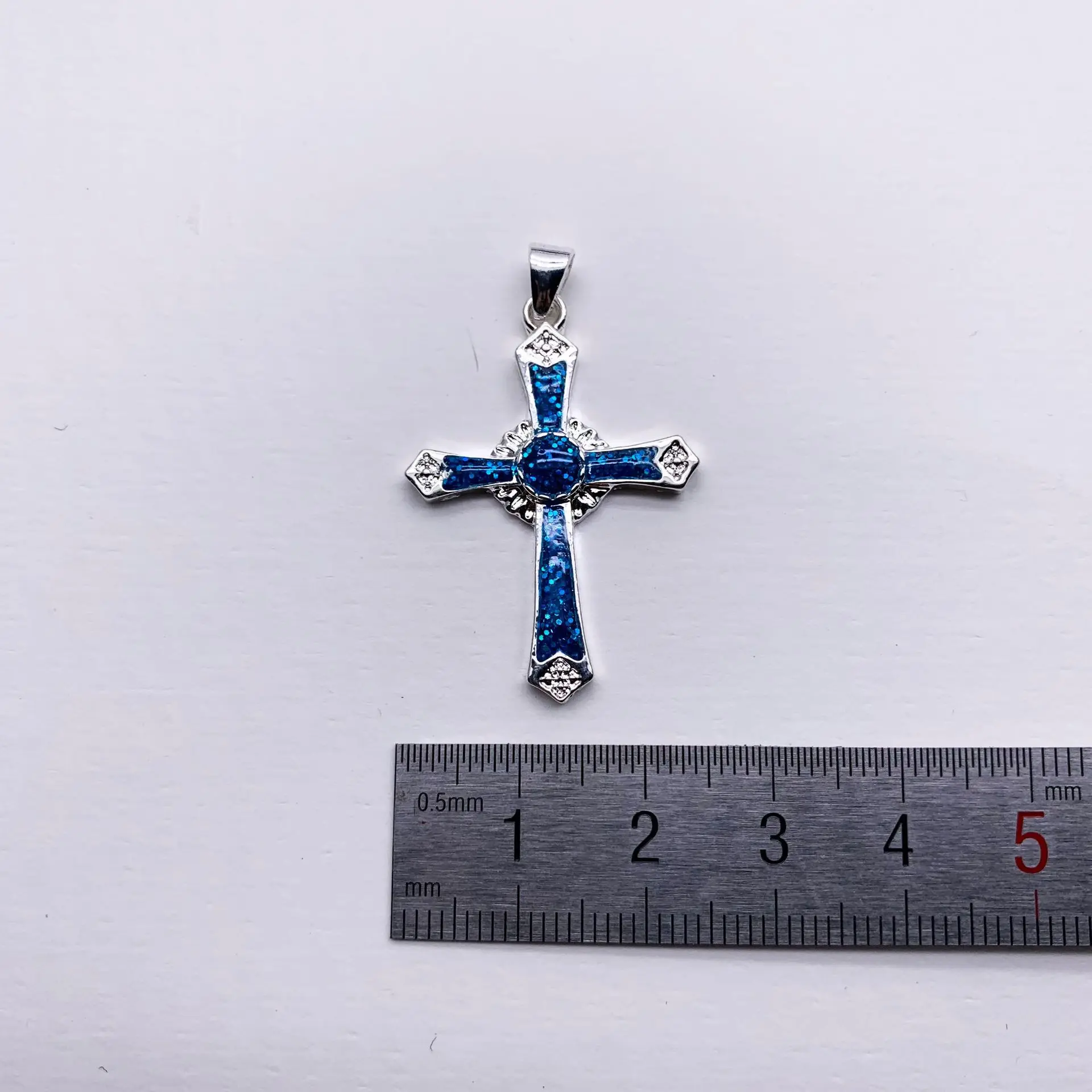

Fashion Necklace Charm White/Green/Blue Imitation Fire Opal Cross Pendants Necklaces For Women/Men Accessories Jewelry Party Gi