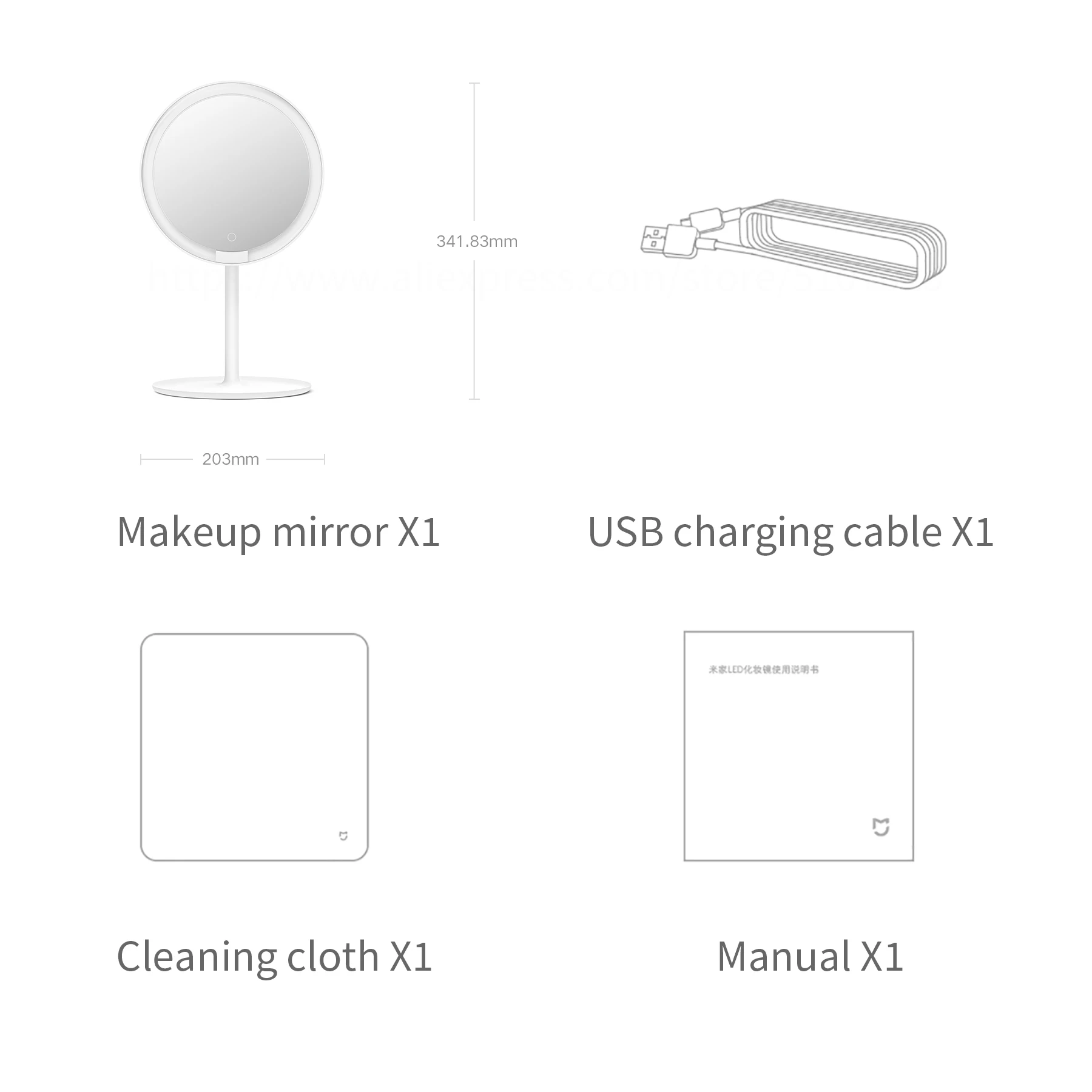 Зеркало для макияжа Xiaomi mijia портативное настольное зеркало со светодиодной