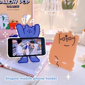 topyu kawaii cute bear cat desk phone stand holder creative acrylic holder for ipad mobile phone office accessories stationery free global shipping