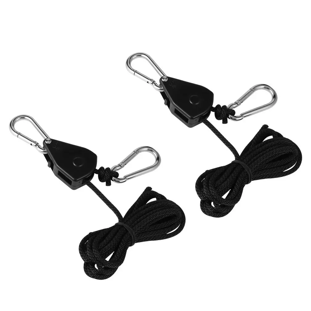 

1 Pair 1/8" 8-Feet Long Heavy Duty Rope Ratchet YOYO Reflector Adjustable Rope Clip Hanger For Grow Light 150 Lbs Capacity