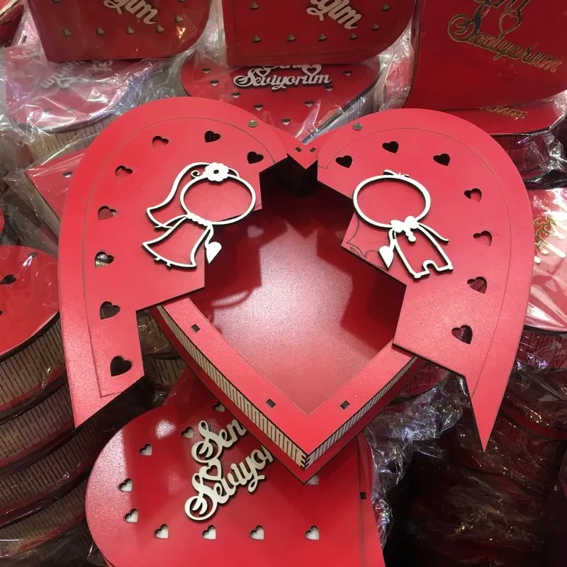 Деревянная коробка сердце день Святого Валентина 1'li|Шармы| |