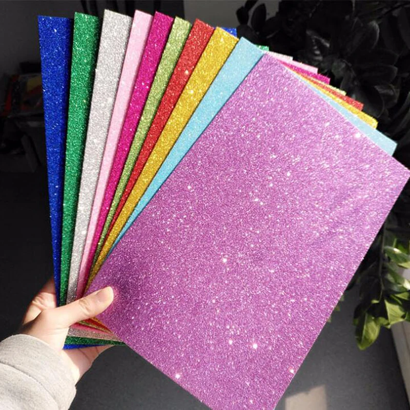 

10PCS/Pack Sponge Glitters Foam Paper Kraft Paper Gold Craft Paper Powder Handmade Paper Crafts Decor DIY Card For Decoration