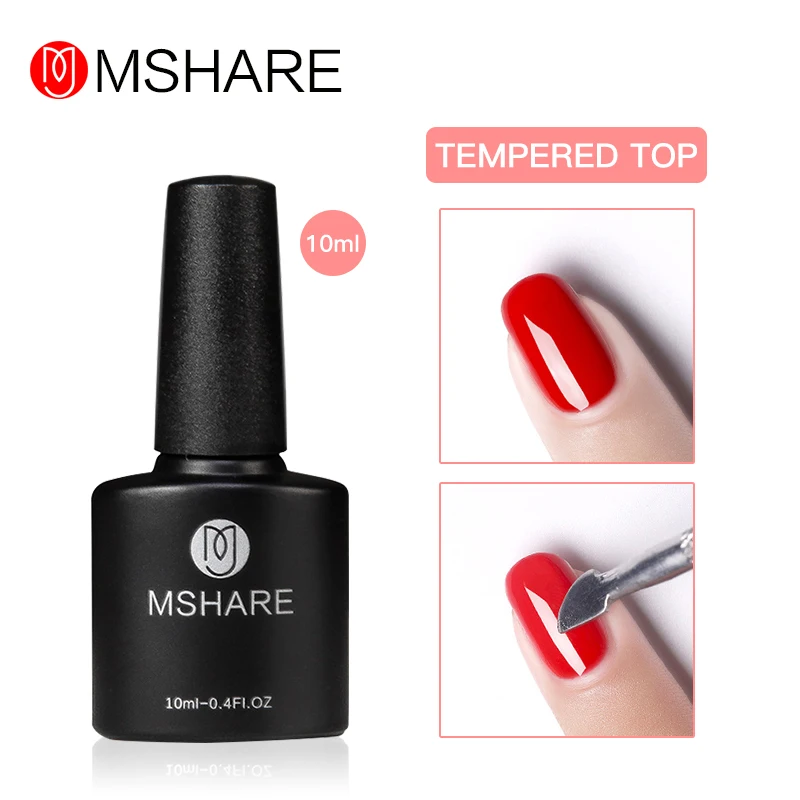 MSHARE Tempered Top Coat No Sticky Layer Nail Gel Polish Wipe Topcoat | Красота и здоровье
