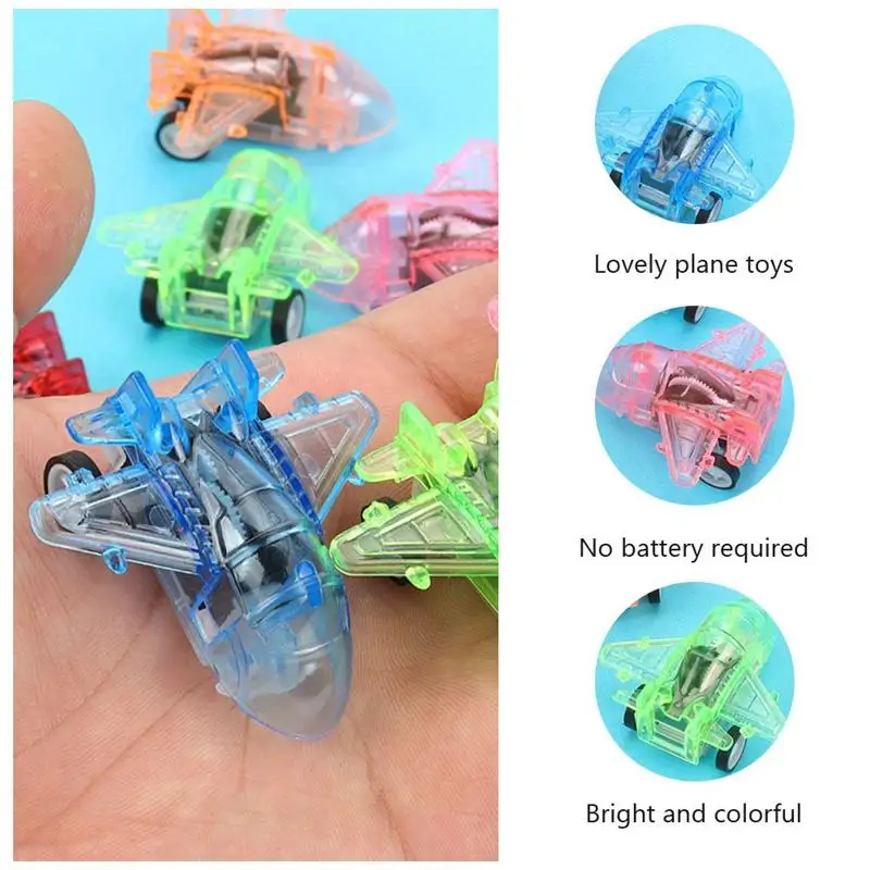 

24pcs Mini Size Transparent Pull Back Plane Plane Toy Jet Toy for Children Playing Kids
