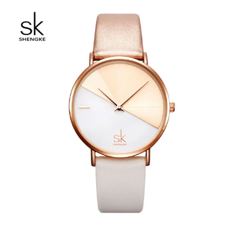 

SK Luxury Leather Watches Women Creative Fashion Quartz Watches For Reloj Mujer 2019 Ladies Wrist Watch SHENGKE