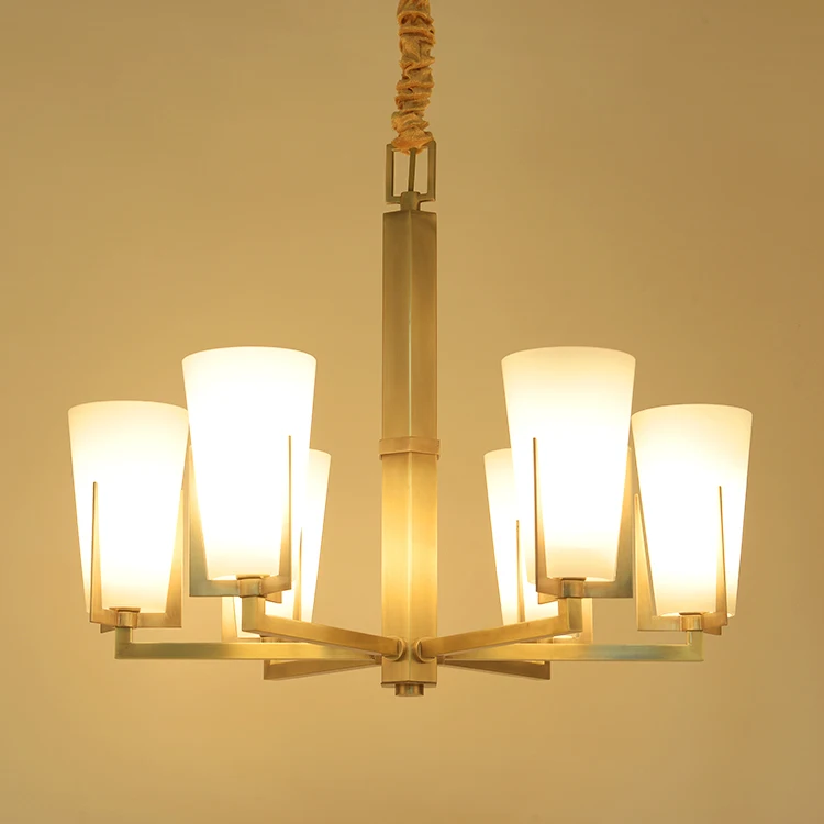 

Simple and modern hotel club model room living room bedroom dining room luxury creative all copper chandelier