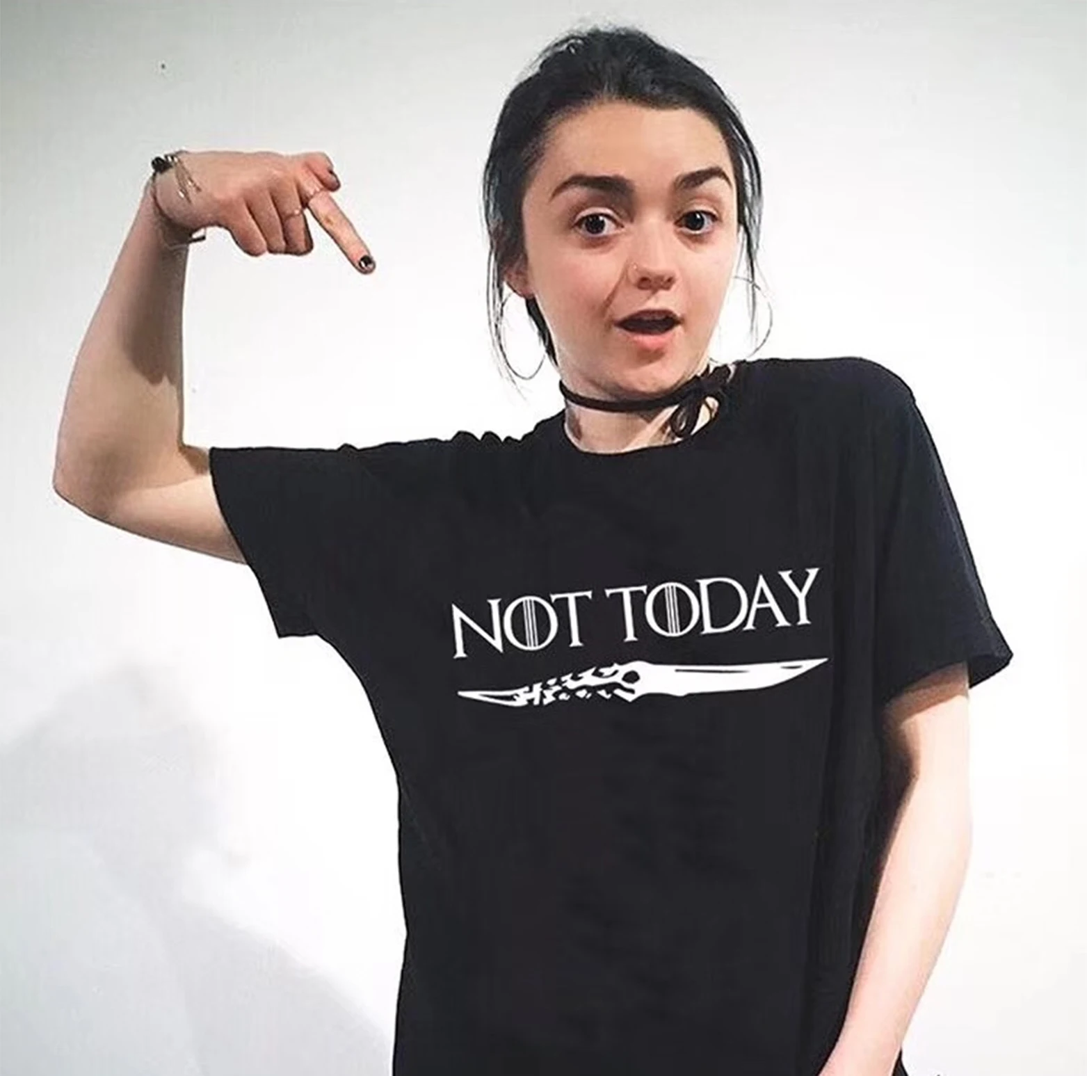 

HIGH QUALITY NOT TODAY ARYA STARK short sleeve t shirt 100% cotton