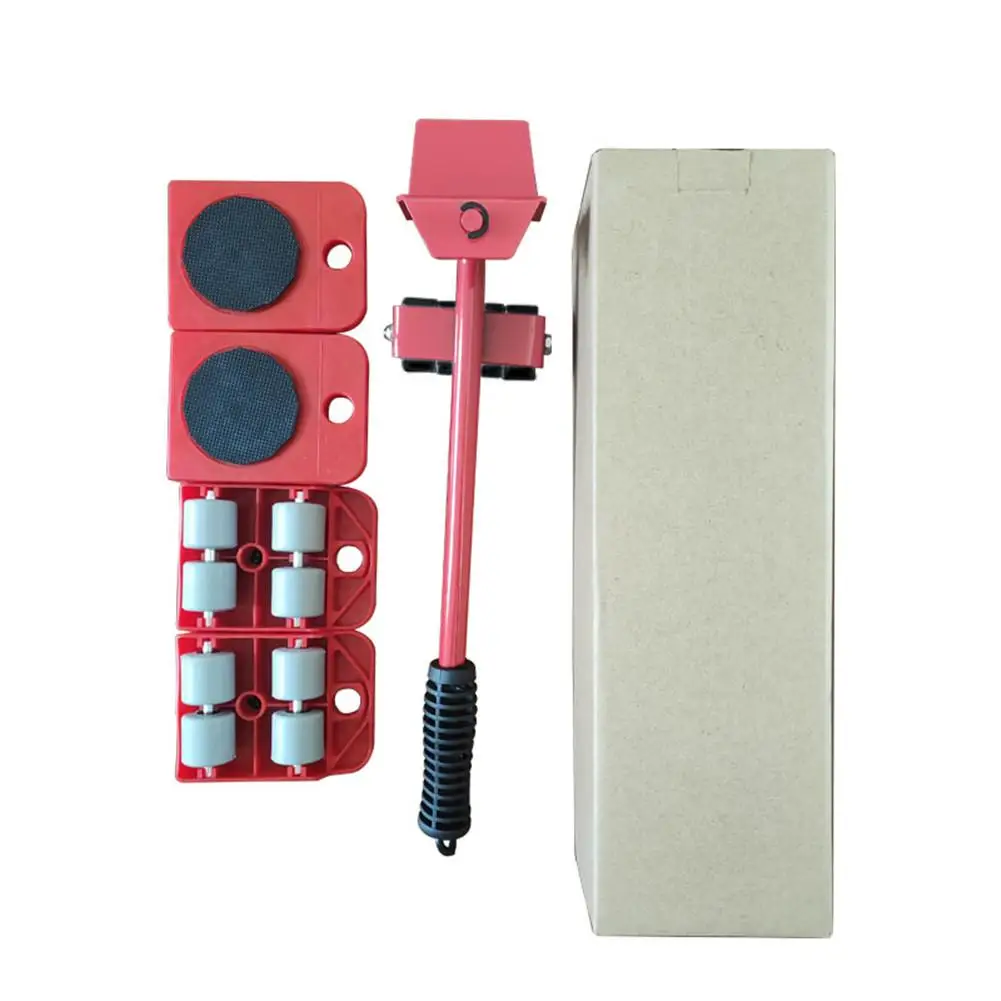 

5pcs/set Intelligent Furniture Lifter Easy Moving Sliders Heavy Furniture Appliance Moving Lifting Tools Set Red