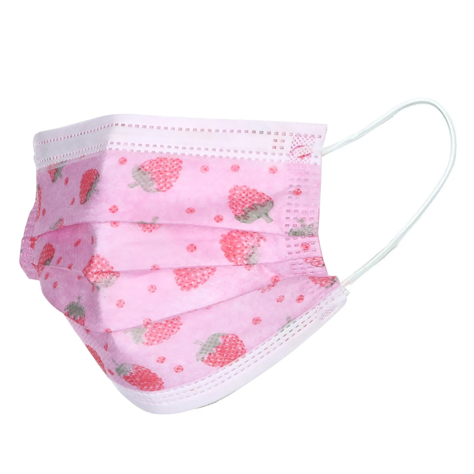 В наличии! Маска детская одноразовая Нетканая трехслойная с рисунком клубники