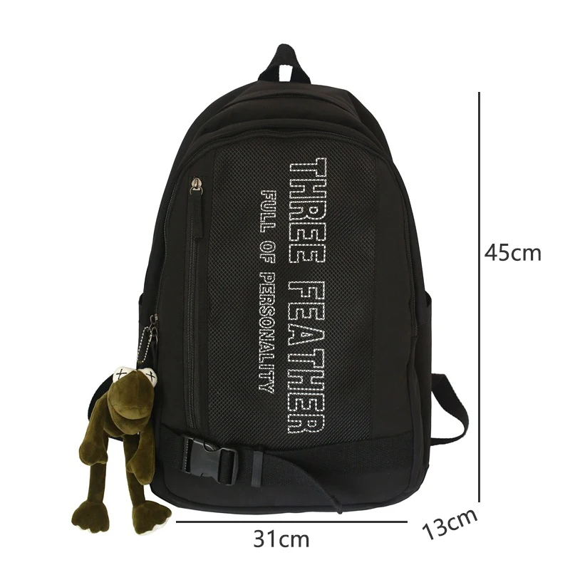 

Students Men Backpacks for Boys Teenage Girls Middle High Schoolbag Large Nylon Back Pack Casual College Style Bagpack Black
