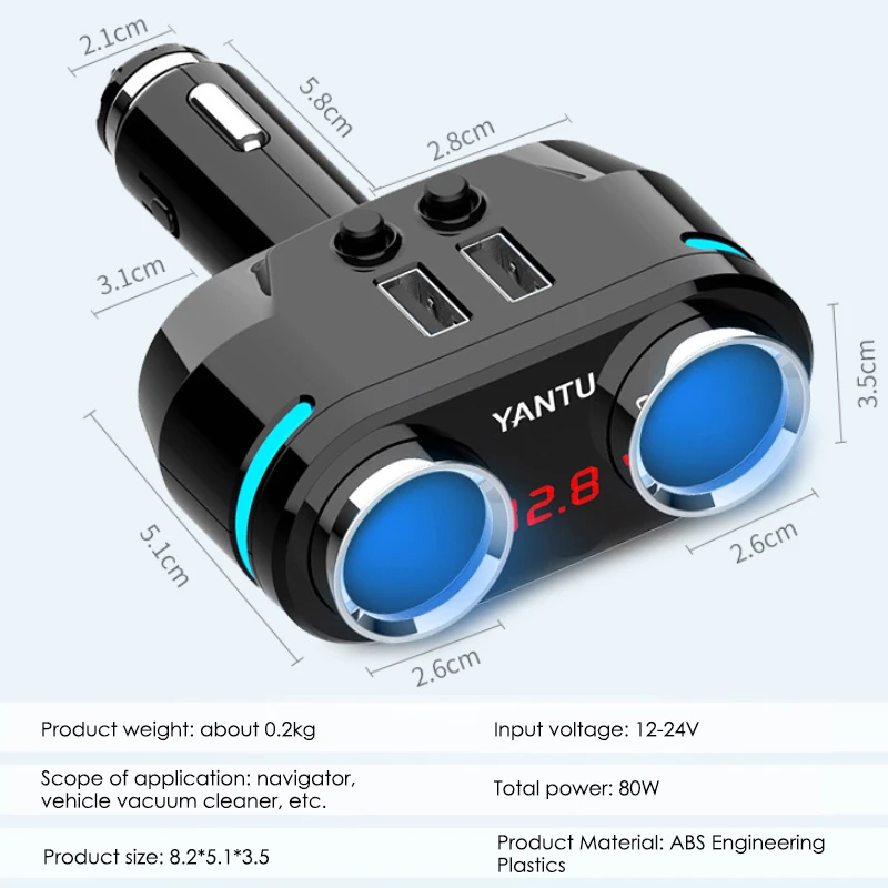 QC3.0 быстрое автомобильное зарядное устройство с 2 портами USB адаптер питания