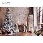 Laeacco Рождественская елка светильник свеча зеркало окно кирпичная стена фотография Фон интерьер портрет Фотофон
