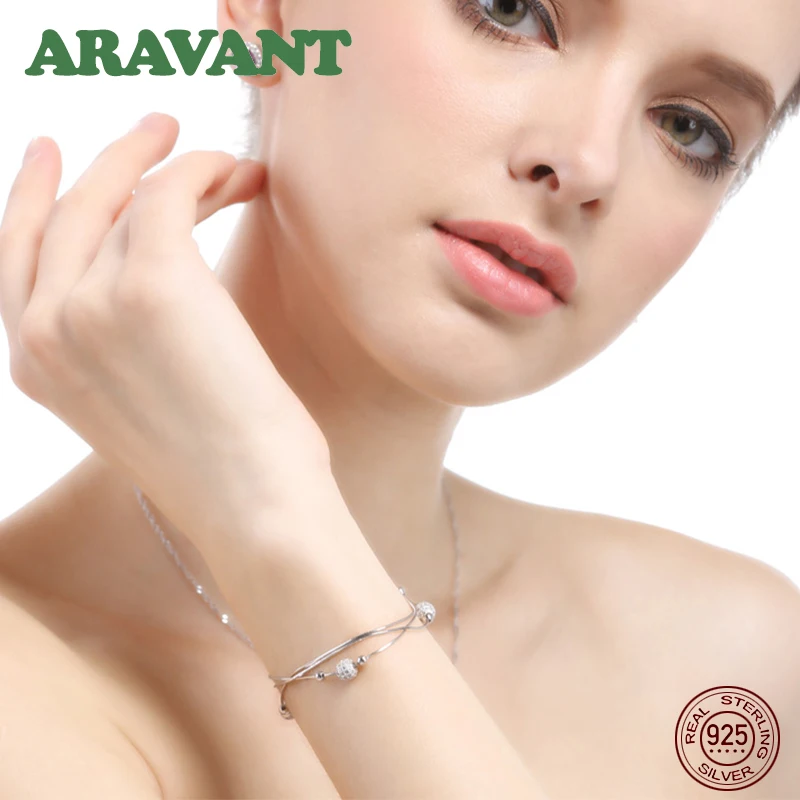 925 пробы серебро 3 слоя змея цепь с скраб шарик шарм браслеты регулируемый браслет