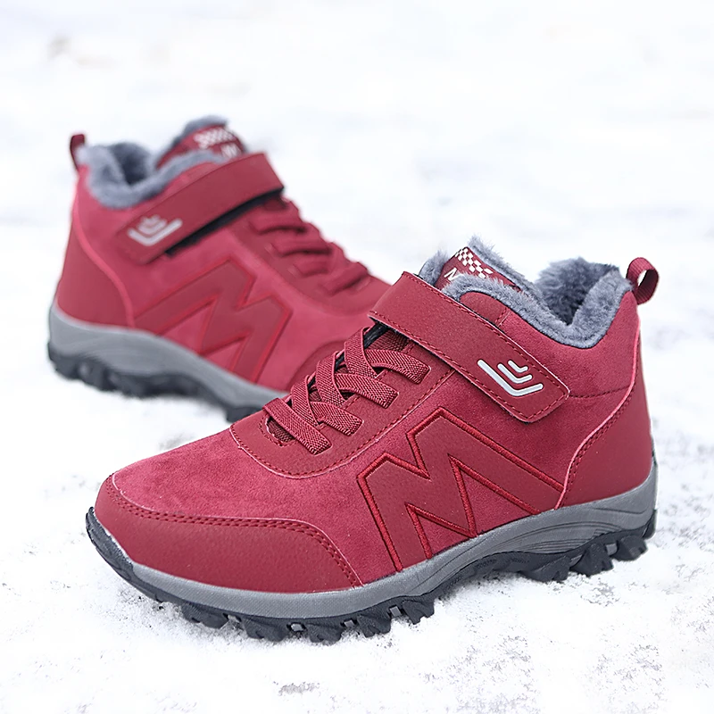 Winter Man Woman Outdoor Casual Short Boots Hiking Boots Snow Boots Plus Velvet Warm Magic Sticker Wearsistance Cotton Footwear
