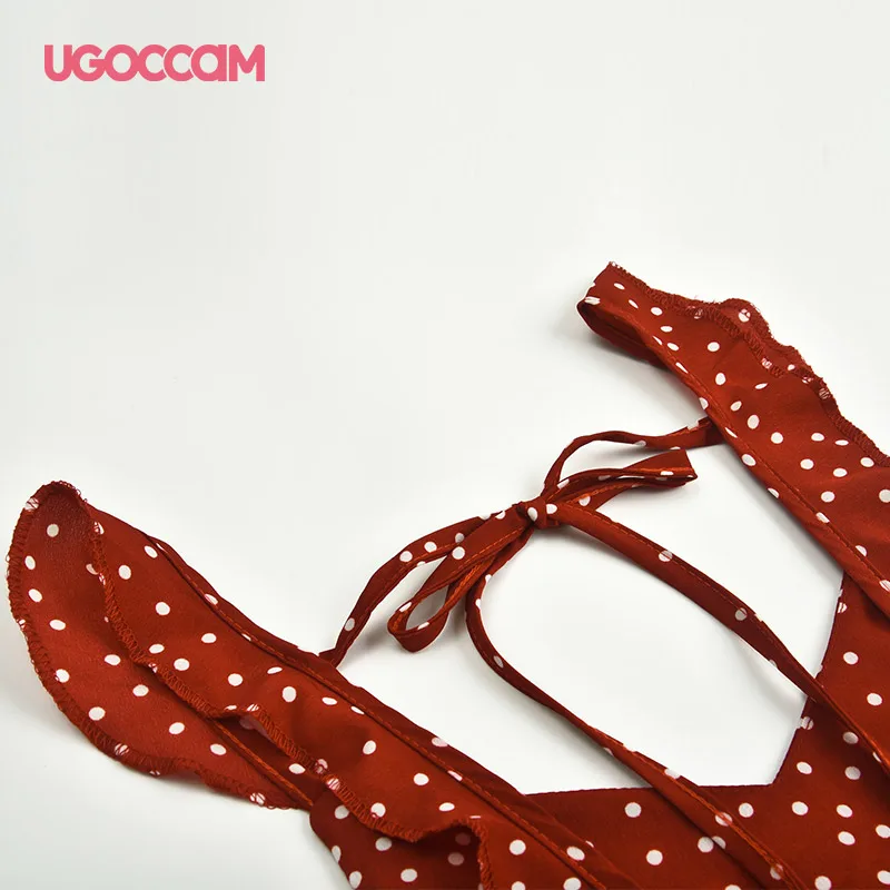 UGOCCAM в горошек платье для женщин Пикантные туфли с красной облегающее