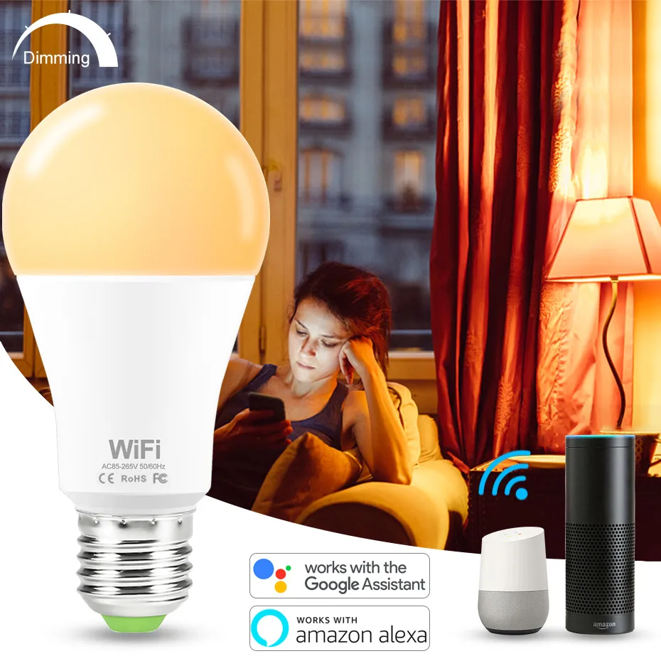 

Приглушаемая светодиодсветильник Лампа 15 Вт B22 E27 с Wi-Fi и управлением через приложение