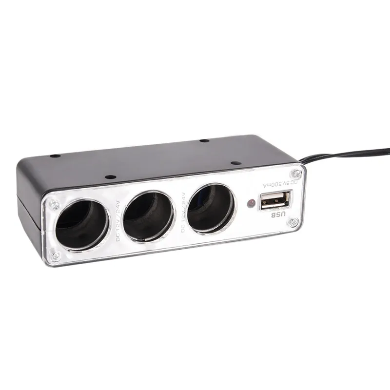 1 шт. трехместного разветвитель прикуривателя адаптер Plug &amp USB Порты и разъёмы 3 Way