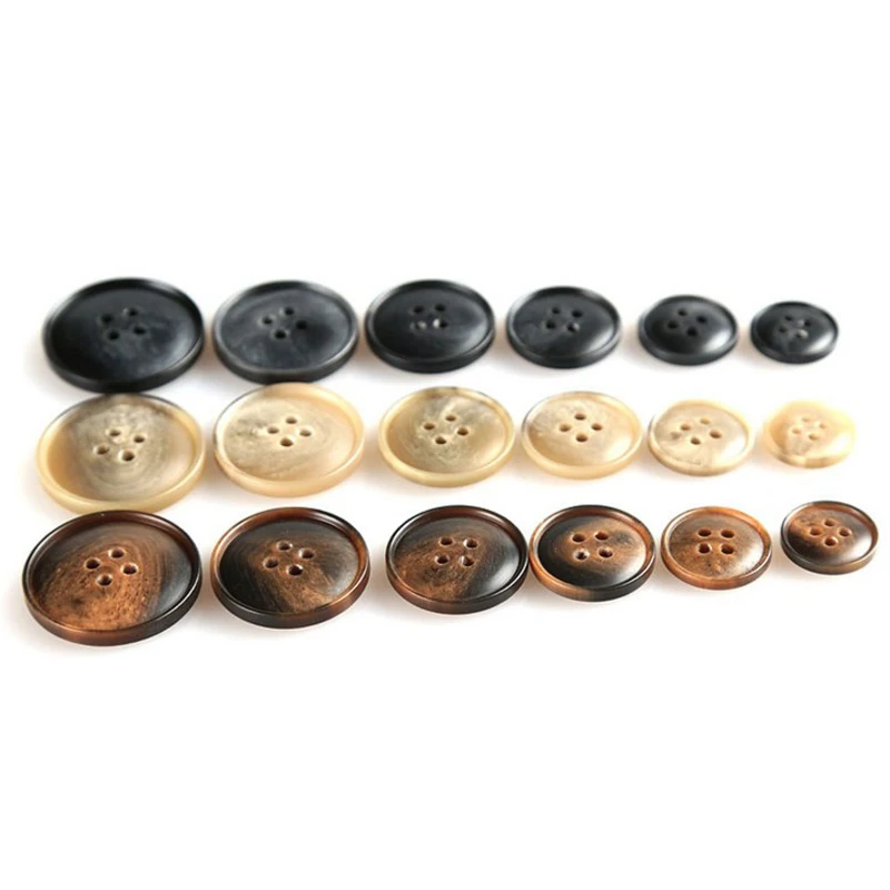Высококачественные полимерные пуговицы с имитацией рога 15-28 мм цветами