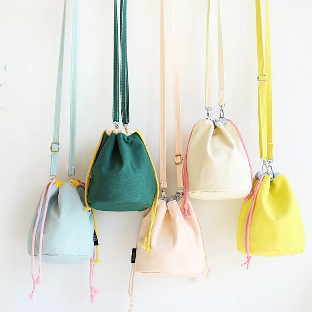Женская Холщовая Сумка на шнурке маленькая сумка через плечо в Корейском стиле