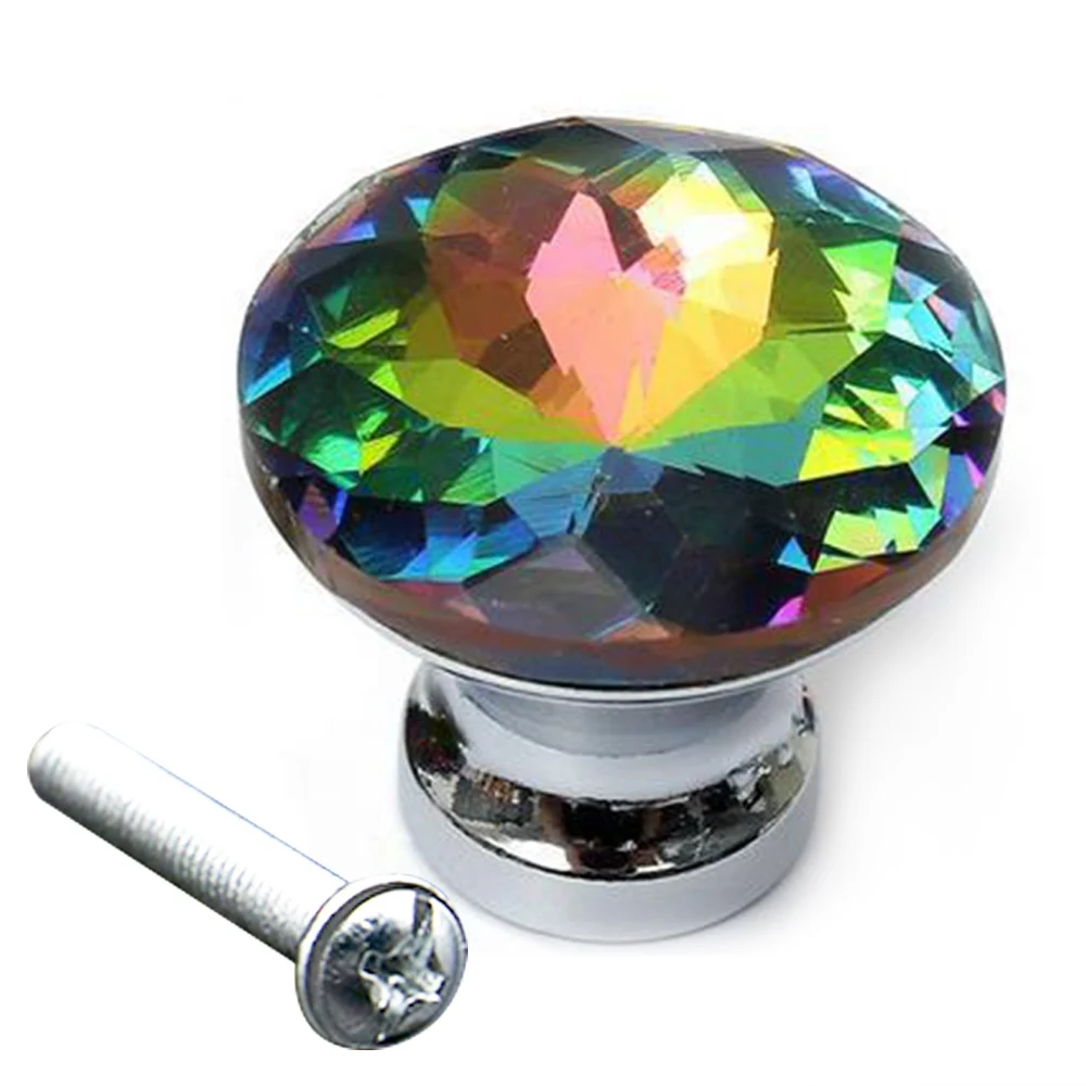 Алмазная форма дизайн Красочные Хрустальные стеклянные ручки ящик для шкафа