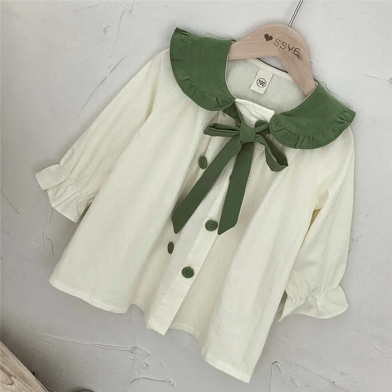 

Celveroso 2021 children's long shirt spring fashion foreign style Korean version of preppy girls cotton long-sleeved dress