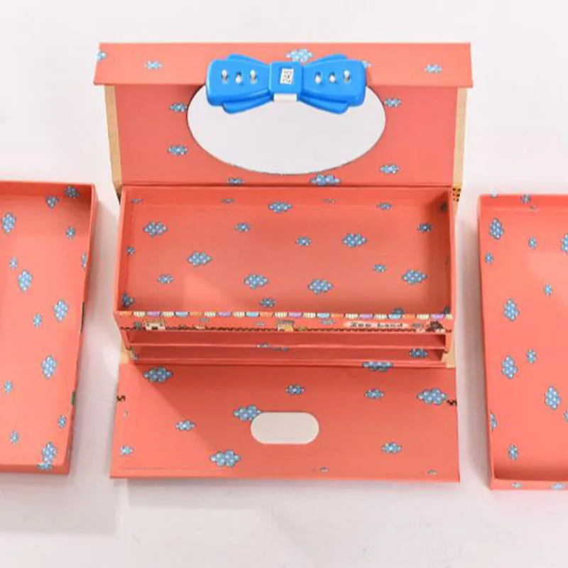 

Children's hand-held three layer pencil case code lock stationery box student cartoon multi-functional pencil box