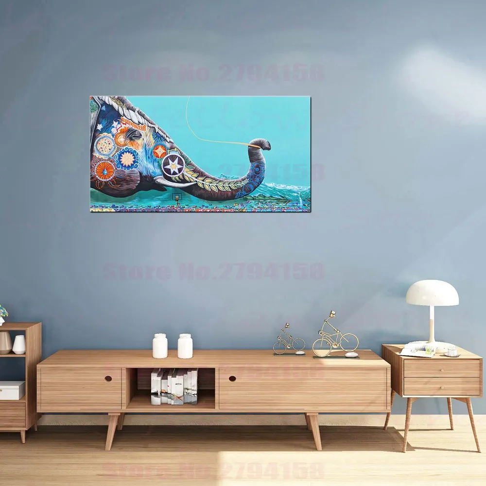 Уличный граффити мультфильм миф слон пейзаж картина для детской спальни