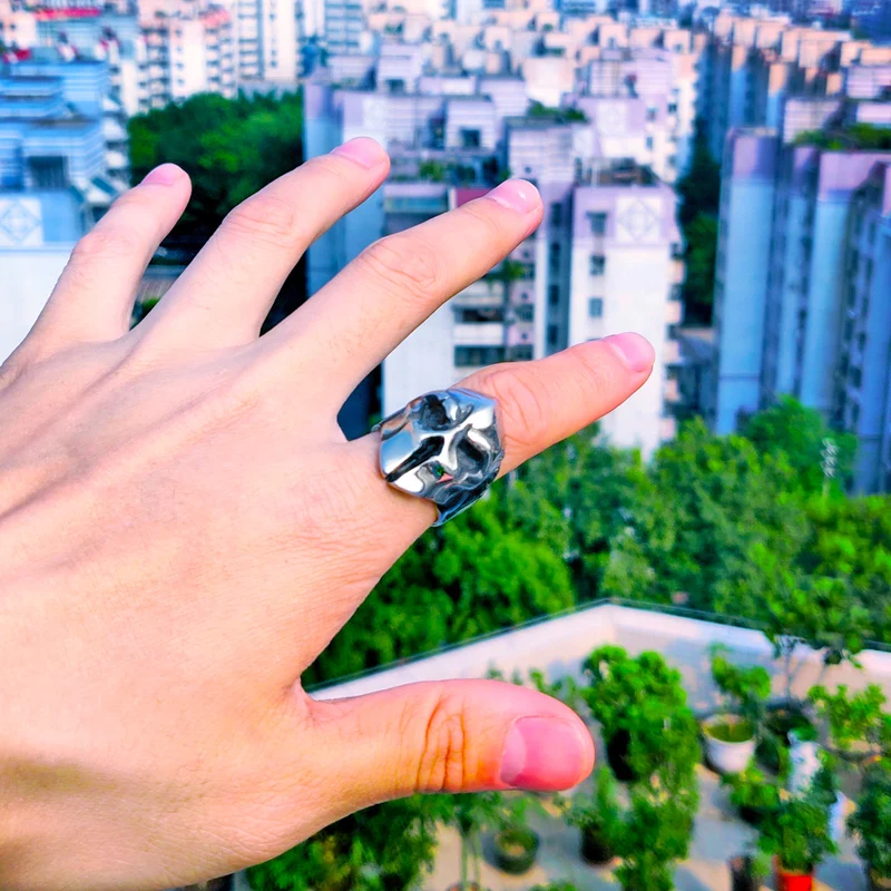 New Store Dropshipping Big Biker Skull Ring For Man Stainless Steel Unique Punk Men Cool Vintage Jewelry BR8-414 | Украшения и