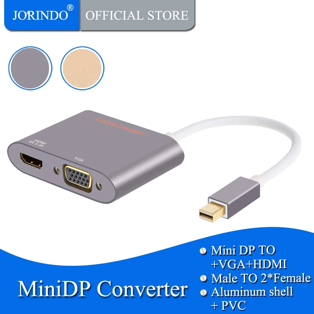 Адаптер Mini DisplayPort HDMI VGA jorinдо 2 в 1 DP (Thunderbolt) конвертер совместимый с MacBook Surface Pro| |